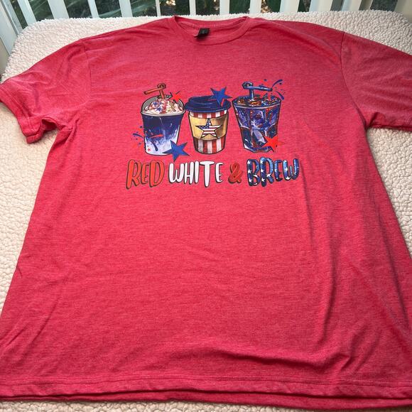 Americana 4th of July Red, White and Brew Softstyle Gildan Tee XL - Picture 3 of 6